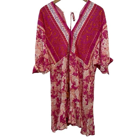 Aakaa Dress S Small Know You Better Fuchsia Pink Floral paisley summer rayon - Picture 1 of 5